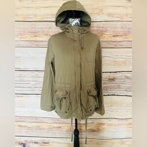 Gap Women’s Premium Khaki Utility Military Long Sleeve Hooded Insulated Jacket M